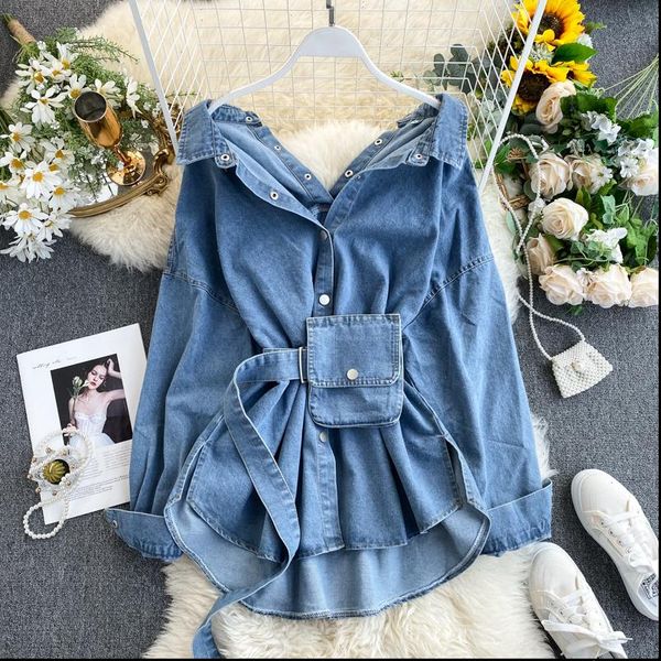 fmfssom 2021 spring summer womens solid denim dress female pocket with belt slim dress ladys single breasted vintage dresses, Black;gray
fmfssom 2021 spring summer womens solid denim dress female pocket with belt slim dress ladys single breasted vintage dresses, Black;gray