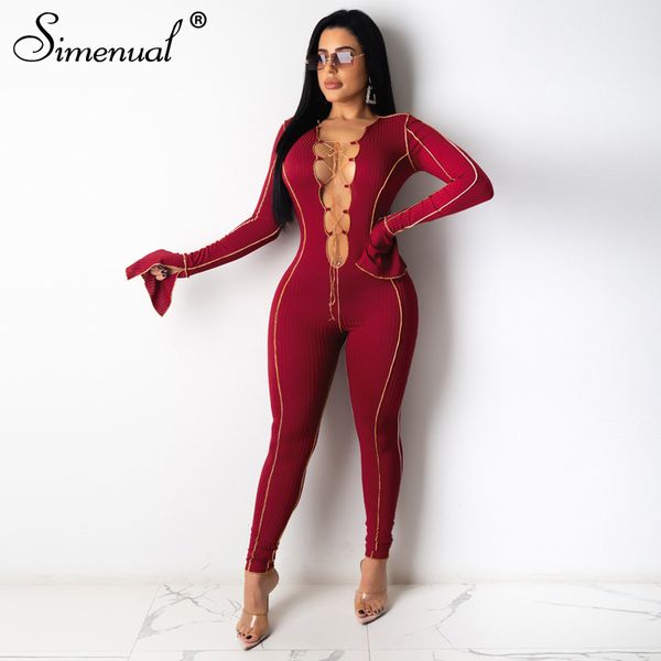 ribbed deep v neck lace up rompers womens jumpsuit patchwork long sleeve bodycon fashion one piece outfits autumn, White;black
ribbed deep v neck lace up rompers womens jumpsuit patchwork long sleeve bodycon fashion one piece outfits autumn, White;black