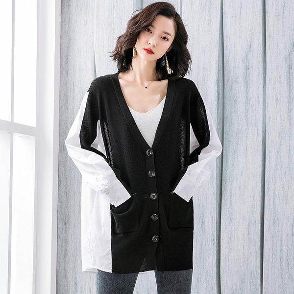 women's knits & tees 2021 spring and autumn sweater coat fashion foreign style loose korean stripe knitting cardigan, White
women's knits & tees 2021 spring and autumn sweater coat fashion foreign style loose korean stripe knitting cardigan, White