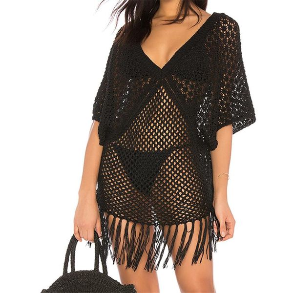 women's swimwear crochet knitted beach cover up dress tunic for pareos bikini swim sarong bathing suit ups #q514, White;black
women's swimwear crochet knitted beach cover up dress tunic for pareos bikini swim sarong bathing suit ups #q514, White;black