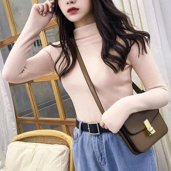 women turtleneck pullover autumn lady long sleeve high strethch knitted jumper t shirt wdc4026, White
women turtleneck pullover autumn lady long sleeve high strethch knitted jumper t shirt wdc4026, White