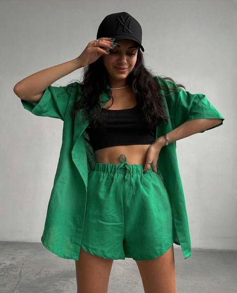 women's tracksuits summer casual tracksuit shorts suits green streetwear short sleeve shirt loose fashion two piece set 2021, Gray
women's tracksuits summer casual tracksuit shorts suits green streetwear short sleeve shirt loose fashion two piece set 2021, Gray
