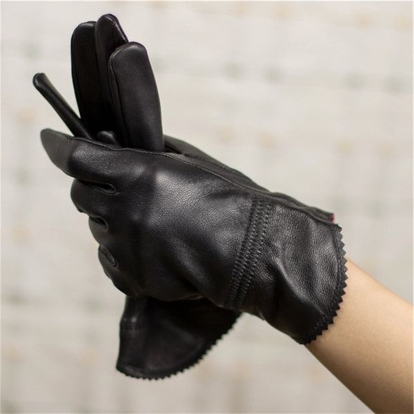 winter leather gloves women's warm and windproof driving sheepskin outdoor travel, Black
winter leather gloves women's warm and windproof driving sheepskin outdoor travel, Black