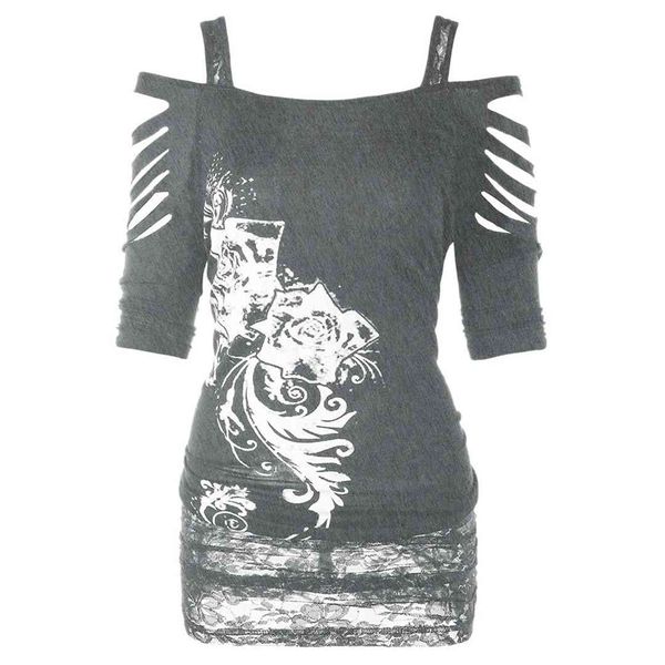women's shirt off shoulder rock gothic shirt casual ripped sling blouse vintage printed sleeve, White
women's shirt off shoulder rock gothic shirt casual ripped sling blouse vintage printed sleeve, White