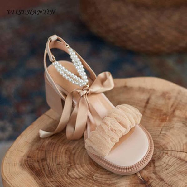 sandals round-toe upper with mesh decoration women's summer pearl word thick heel lace-up roman high-heeled, Black
sandals round-toe upper with mesh decoration women's summer pearl word thick heel lace-up roman high-heeled, Black