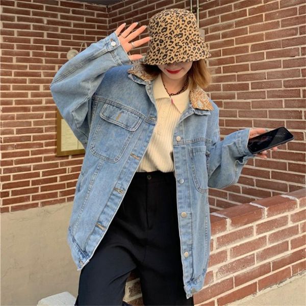women's jackets autumn korean vintage removable print lapel long-sleeve washed blue denim jacket casual loose big pocket jeans female, Black;brown
women's jackets autumn korean vintage removable print lapel long-sleeve washed blue denim jacket casual loose big pocket jeans female, Black;brown