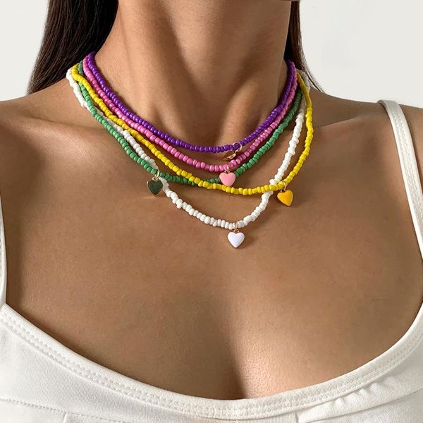 chokers shixin bohemia colorful small beads heart pendant necklace for women y2k trendy beaded rainbow choker jewelry 2021 gift, Golden;silver
chokers shixin bohemia colorful small beads heart pendant necklace for women y2k trendy beaded rainbow choker jewelry 2021 gift, Golden;silver