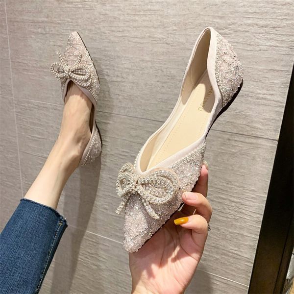 french hollow single shoes women's autumn pointed full diamond bow knot lady flat heel soft sole women's shoes, Black
french hollow single shoes women's autumn pointed full diamond bow knot lady flat heel soft sole women's shoes, Black