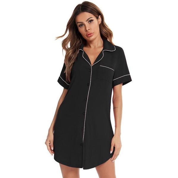 2021summer women's nightdress modal cardigan shirt collar home wear women sleepwear nightwear sleep night gown, Black;red
2021summer women's nightdress modal cardigan shirt collar home wear women sleepwear nightwear sleep night gown, Black;red