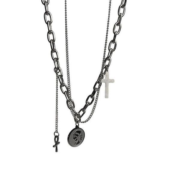 pendant necklaces potcet women's stainless steel double cross round brand titanium necklace fashion hip hop party jewelry, Silver
pendant necklaces potcet women's stainless steel double cross round brand titanium necklace fashion hip hop party jewelry, Silver