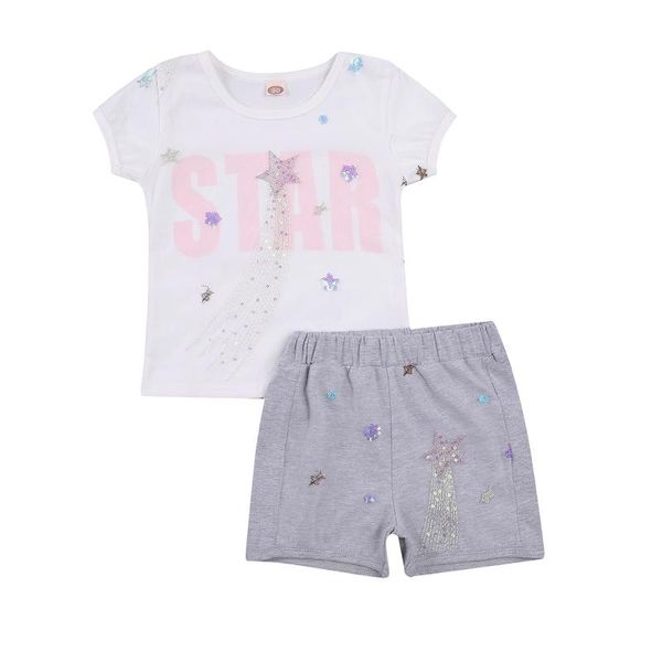 clothing sets baby girls clothes set, letter print short sleeve o-neck t-shirt + shorts with sequins, White
clothing sets baby girls clothes set, letter print short sleeve o-neck t-shirt + shorts with sequins, White