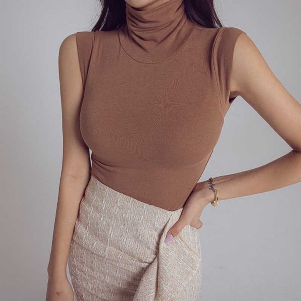 korea spring summer women's elastic high collar sleeveless transparent tank brown vest a8lf 210603, White
korea spring summer women's elastic high collar sleeveless transparent tank brown vest a8lf 210603, White