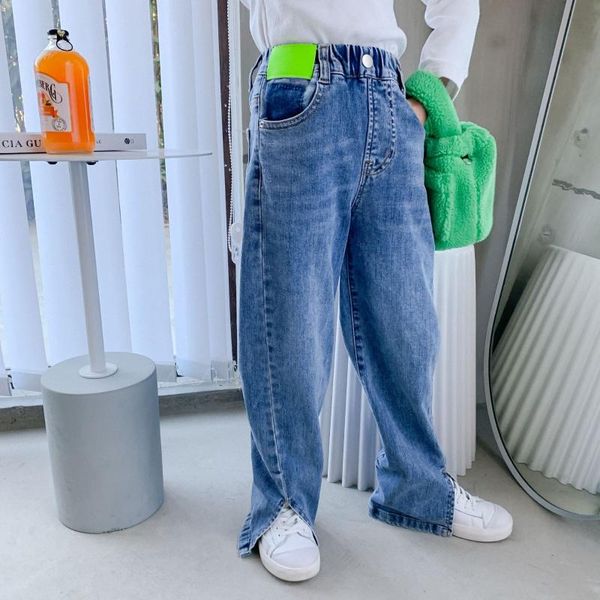 children's clothing 2021 spring girls baby distressed front slit mopping pants children's fashion wide leg pants jeans, Blue
children's clothing 2021 spring girls baby distressed front slit mopping pants children's fashion wide leg pants jeans, Blue
