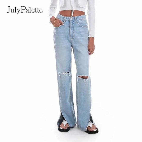 women's jeans julypalette solid split hole bleached high waist stylish fashion women casual slender denim summer streetwear woman, Blue
women's jeans julypalette solid split hole bleached high waist stylish fashion women casual slender denim summer streetwear woman, Blue
