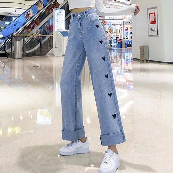 women's jeans love embroidered straight denim women 2021 four season high-waisted thin loose wide-leg, Blue
women's jeans love embroidered straight denim women 2021 four season high-waisted thin loose wide-leg, Blue