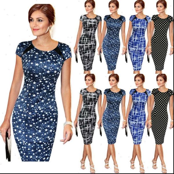 stylish elegant womens high waist short sleeve dot star print dress formal business work sheath pencil knee length dresses 3xl, Black;gray
stylish elegant womens high waist short sleeve dot star print dress formal business work sheath pencil knee length dresses 3xl, Black;gray