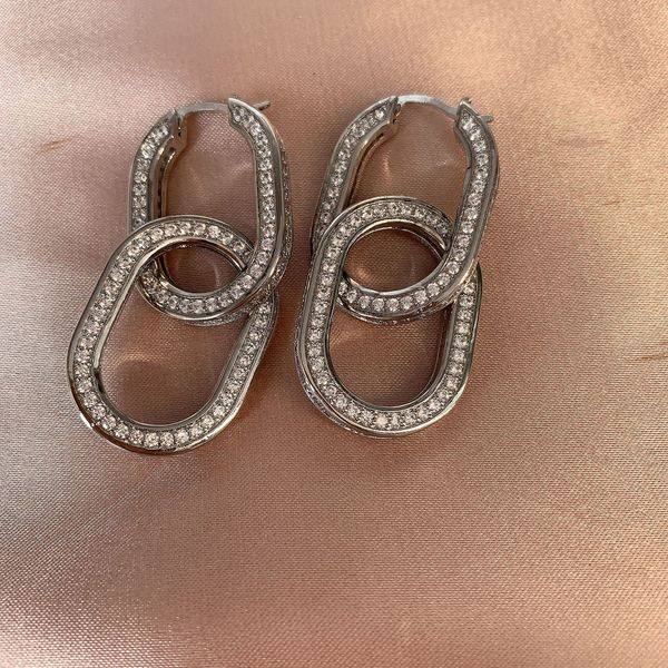 fashion designer new jewelry celi exaggerated stereo double u-shaped oval full drill earrings for, Golden 
fashion designer new jewelry celi exaggerated stereo double u-shaped oval full drill earrings for, Golden