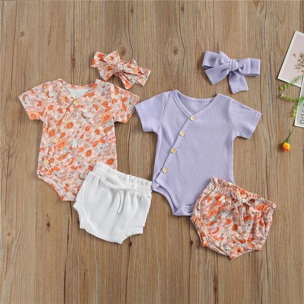 infant baby girls knitted short-sleeved button romper +floral print shorts + headband sweet summer girls casual clothing sets, White
infant baby girls knitted short-sleeved button romper +floral print shorts + headband sweet summer girls casual clothing sets, White