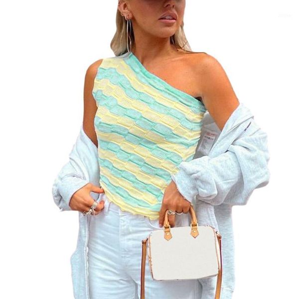 women's sweaters one shoulder tank , sleeveless striped color block irregular hem camisole, White;black
women's sweaters one shoulder tank , sleeveless striped color block irregular hem camisole, White;black