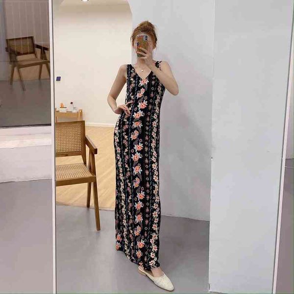 fashion summer sleeveless floral maxi dress v neck backless slim vintage printed beach vacation women split xz2426 210525, Black;gray
fashion summer sleeveless floral maxi dress v neck backless slim vintage printed beach vacation women split xz2426 210525, Black;gray