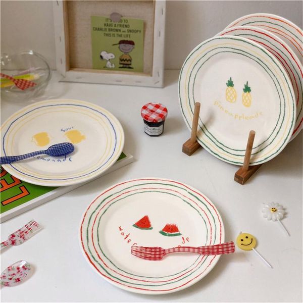 dishes & plates ins hand-painted fruit dessert ceramic plate home creative bread round solid cartoon summer kitchen tray flat 20cm
dishes & plates ins hand-painted fruit dessert ceramic plate home creative bread round solid cartoon summer kitchen tray flat 20cm