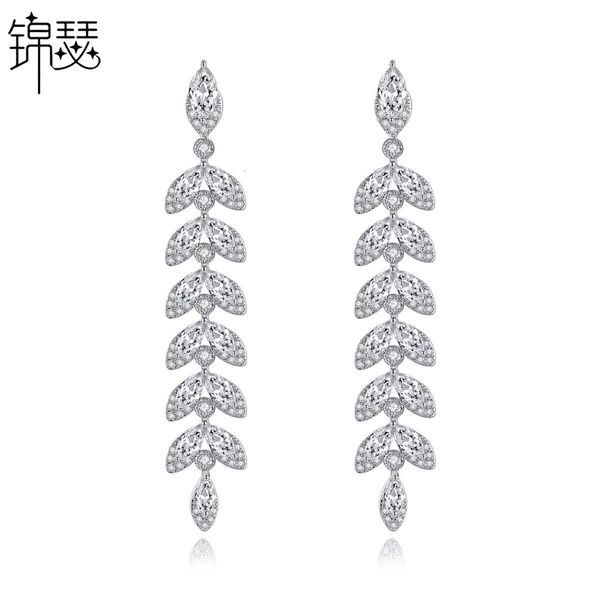 jewelry charm stud willow leaf earrings korean temperament women's copper inlaid zirconium long gift, Golden
jewelry charm stud willow leaf earrings korean temperament women's copper inlaid zirconium long gift, Golden
