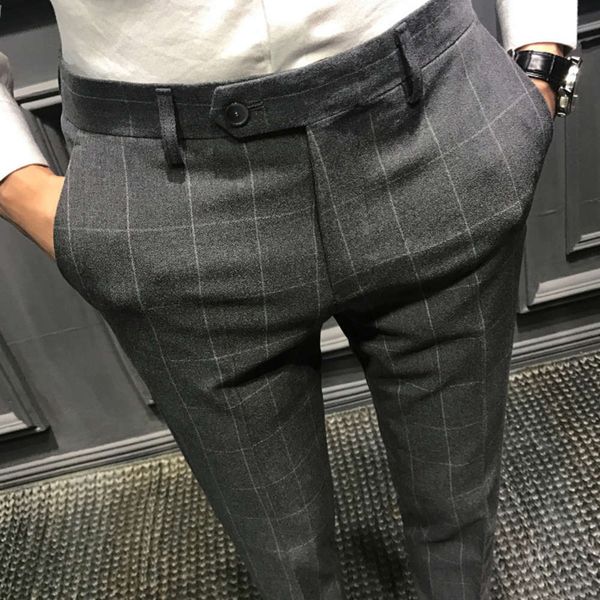 spring plaid casual slim fit korean leggings british trousers men's fashion suit pants, Black
spring plaid casual slim fit korean leggings british trousers men's fashion suit pants, Black