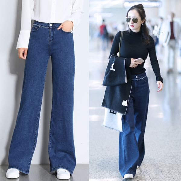 spring and summer of the women high-waisted chic waistband straight women's brim big size loosey pants wide leg ncol, Blue
spring and summer of the women high-waisted chic waistband straight women's brim big size loosey pants wide leg ncol, Blue