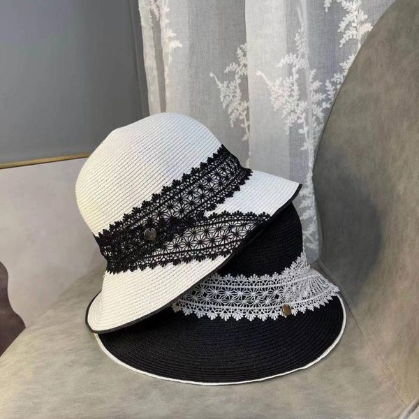 wide brim hats 2021 lace straw hat elegant with fisherman sunscreen for women fashion, Blue;gray 
wide brim hats 2021 lace straw hat elegant with fisherman sunscreen for women fashion, Blue;gray