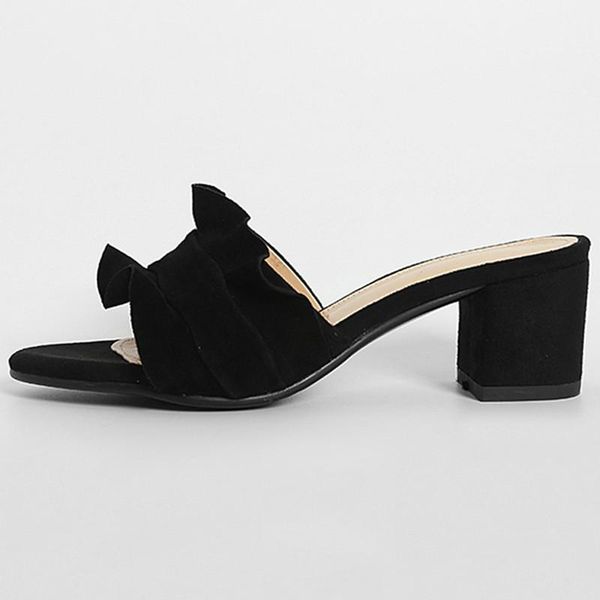 women sandals 2021 fashion ruffles slippers block heels slip on loafers pleated ladies dress casual shoes size us 5-14, Black
women sandals 2021 fashion ruffles slippers block heels slip on loafers pleated ladies dress casual shoes size us 5-14, Black