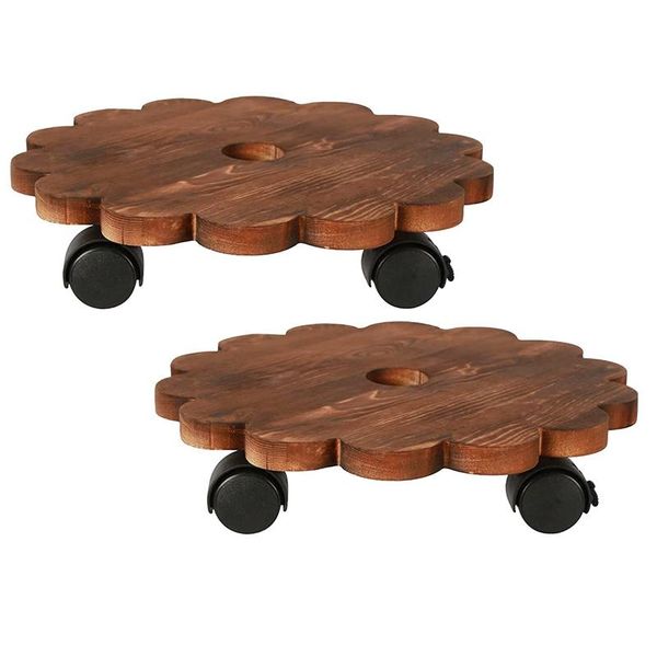 planters & pots 2 pack 10 inch lockable plant caddy wood patio potted stand round roller with 360° rotating wheels 
planters & pots 2 pack 10 inch lockable plant caddy wood patio potted stand round roller with 360° rotating wheels