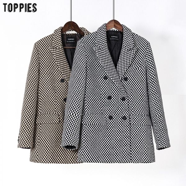 ies vintage houndstooth woolen jacket double breasted long coat women outwear winter clothes 210218, Black
ies vintage houndstooth woolen jacket double breasted long coat women outwear winter clothes 210218, Black