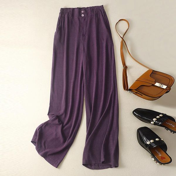 women's pants & capris autumn elastic waist two grain buckle hanging wide leg high loose linen long, Black;white
women's pants & capris autumn elastic waist two grain buckle hanging wide leg high loose linen long, Black;white