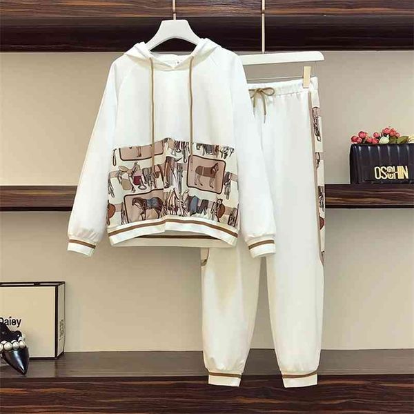 plus size tracksuit women autumn long sleeve hoodies and loose casual elastic waist pants cotton two piece clothes 5xl 210819, White
plus size tracksuit women autumn long sleeve hoodies and loose casual elastic waist pants cotton two piece clothes 5xl 210819, White