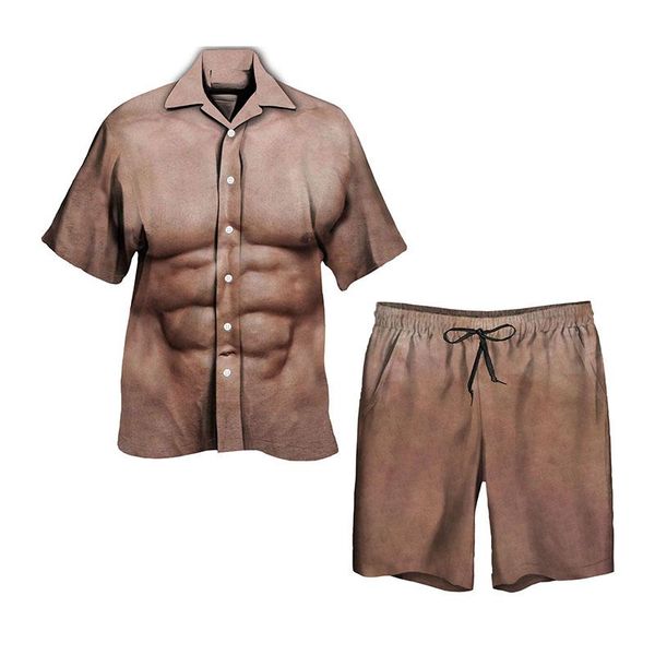 men's tracksuits summer 3d strong muscles printed men's shirt shorts set casual beachwear neck short sleeve clothing suit, Gray
men's tracksuits summer 3d strong muscles printed men's shirt shorts set casual beachwear neck short sleeve clothing suit, Gray