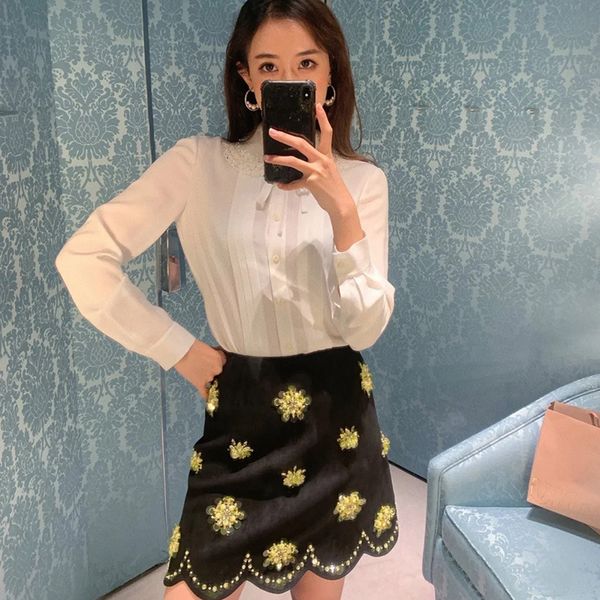 2021 new runway designers luxury sequined beading skirts womens spring vintage high waist a-line mini skirt female xll6, Black
2021 new runway designers luxury sequined beading skirts womens spring vintage high waist a-line mini skirt female xll6, Black