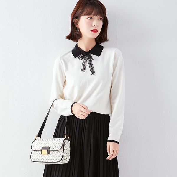 women's sweaters 2021 autumn winter women sweater turn-down collor pullovers kintted fashion female elegant long sleeve patchwork casua, White;black
women's sweaters 2021 autumn winter women sweater turn-down collor pullovers kintted fashion female elegant long sleeve patchwork casua, White;black