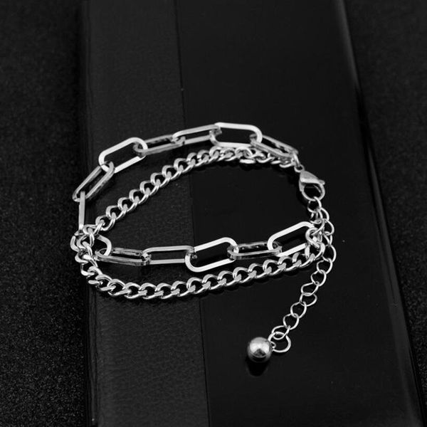double layer chain bracelet hip hop bracelets bangles punk chain bracelet&anklet for women steel bracelets jewelry, Black
double layer chain bracelet hip hop bracelets bangles punk chain bracelet&anklet for women steel bracelets jewelry, Black