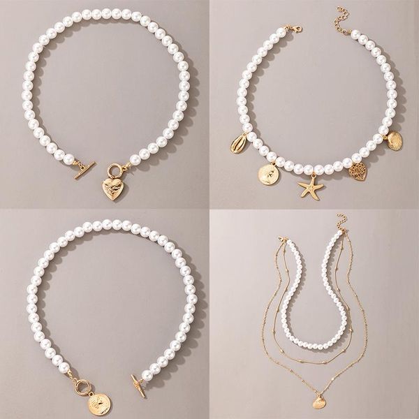 pendant necklaces elegant gold star shell pearl chains necklace for women alloy heart portrait coins chokers jewelry gift, Silver
pendant necklaces elegant gold star shell pearl chains necklace for women alloy heart portrait coins chokers jewelry gift, Silver