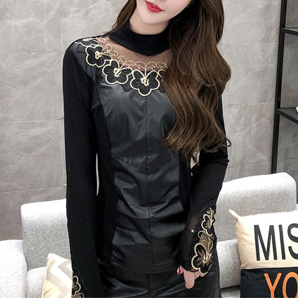 2021 autumn winter european fashion mesh floral diamonds long sleeve women t-shirt new pu faux leather t shirts feminina t07003l 83ql, White
2021 autumn winter european fashion mesh floral diamonds long sleeve women t-shirt new pu faux leather t shirts feminina t07003l 83ql, White