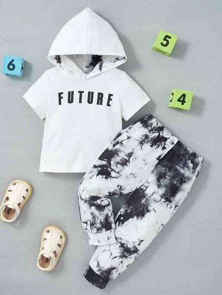 baby letter graphic hooded tee & tie dye sweatpants she, White
baby letter graphic hooded tee & tie dye sweatpants she, White