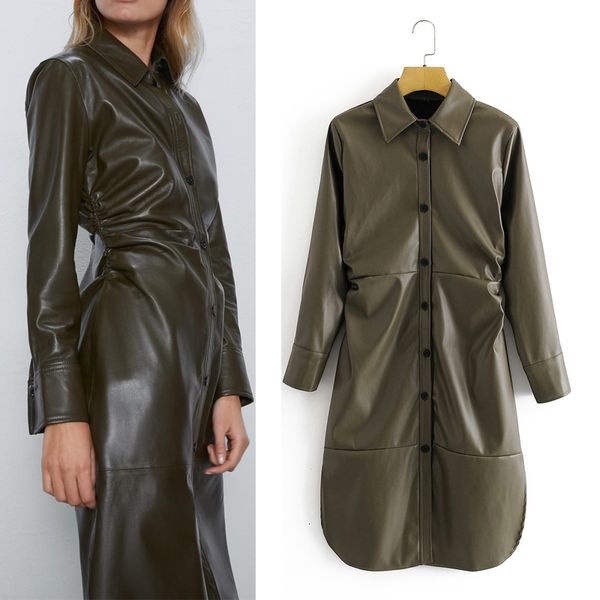 New Ruched 2021 Faux Leather Shirt Women Winter Vintage Collared Long Sleeve Midi Dress Woman Elegant Party Dresses Mivl JEQ6, Black;gray
New Ruched 2021 Faux Leather Shirt Women Winter Vintage Collared Long Sleeve Midi Dress Woman Elegant Party Dresses Mivl JEQ6, Black;gray