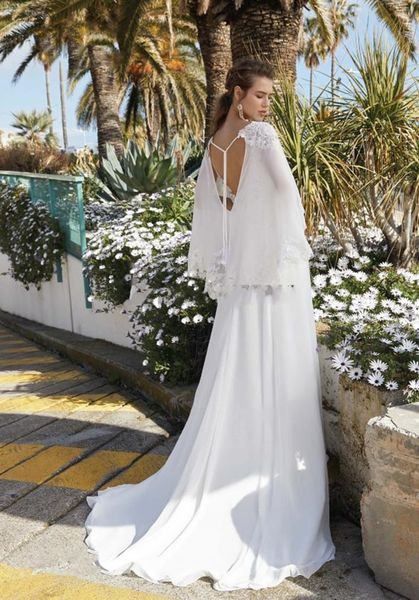 2021 new boho es spaghetti strap appliques chiffon with blouse a-line beach wedding gowns bridal g8hg, White
2021 new boho es spaghetti strap appliques chiffon with blouse a-line beach wedding gowns bridal g8hg, White