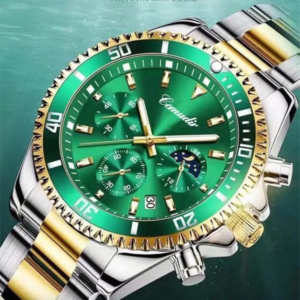 wristwatches 2021 fashion men's watch stainless steel waterproof sports chronograph quartz relogio masculino, Slivery;brown
wristwatches 2021 fashion men's watch stainless steel waterproof sports chronograph quartz relogio masculino, Slivery;brown