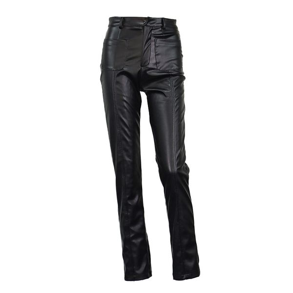2021 european and american autumn and winter new womens fashion solid color pu hip pants with pockets leather pants wide leg pants female gh, Black;white
2021 european and american autumn and winter new womens fashion solid color pu hip pants with pockets leather pants wide leg pants female gh, Black;white