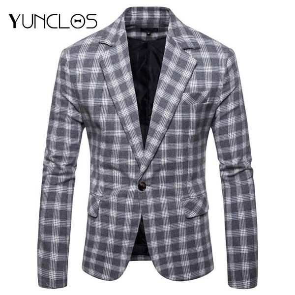 men's suits & blazers yunclos 2021 casual plaid slim fit men suit blazer fashion single button business jacket male prom, White;black
men's suits & blazers yunclos 2021 casual plaid slim fit men suit blazer fashion single button business jacket male prom, White;black