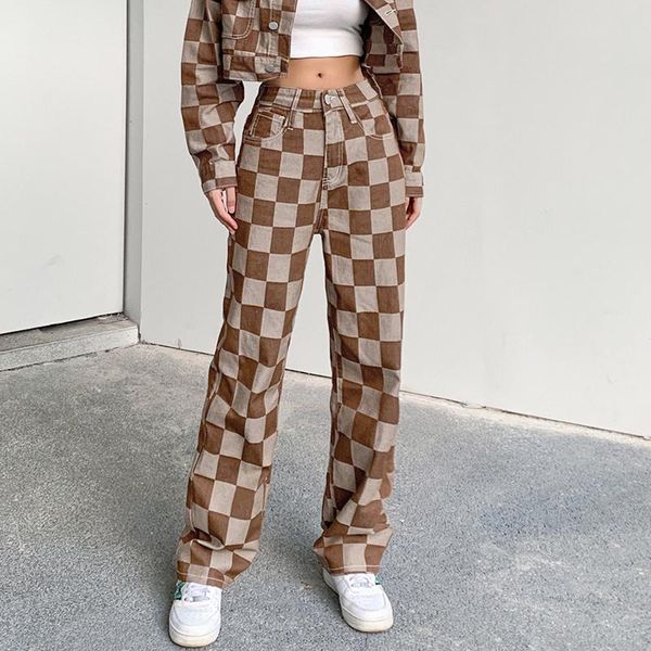 women's jeans brown checkerboard vintage y2k woman low waist grunge denim trousers korean fashion casual streetwear outfits, Blue
women's jeans brown checkerboard vintage y2k woman low waist grunge denim trousers korean fashion casual streetwear outfits, Blue