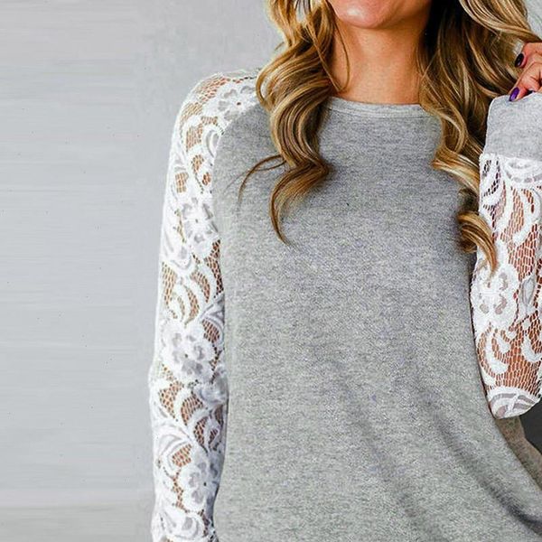 r40 lace floral splicing shirt blouses women gray o neck long sleeve shirts blouse women blusas mujer de moda, White
r40 lace floral splicing shirt blouses women gray o neck long sleeve shirts blouse women blusas mujer de moda, White