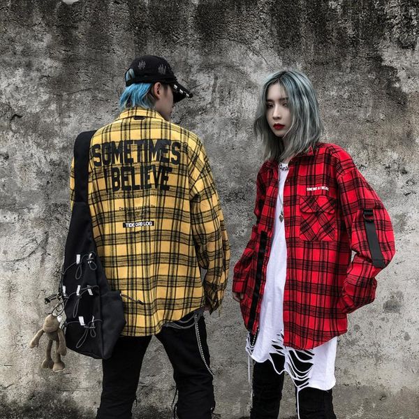 men's casual shirts streetwear original design letter printing shirt men loose camisa hombre long sleeve couple plaid, White;black
men's casual shirts streetwear original design letter printing shirt men loose camisa hombre long sleeve couple plaid, White;black
