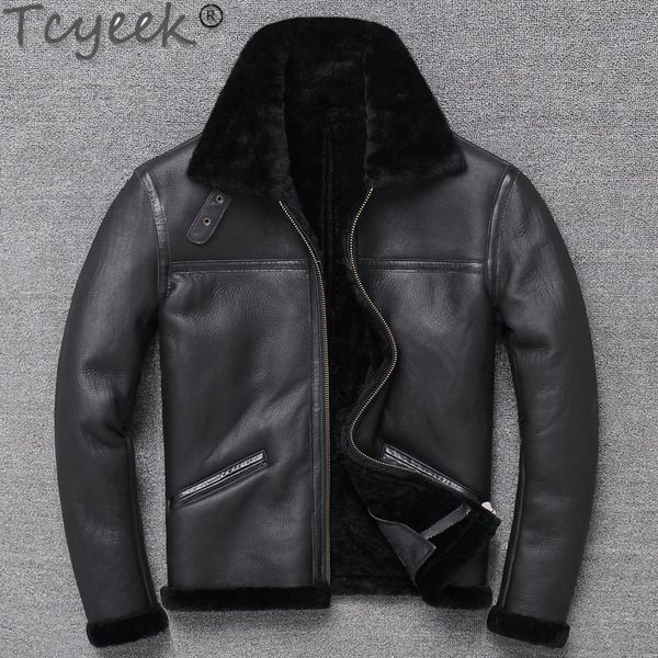 men's leather & faux tcyeek winter sheep fur coat 100% wool shearling jacket warm sheepskin plus size classic motor style pph1010, Black
men's leather & faux tcyeek winter sheep fur coat 100% wool shearling jacket warm sheepskin plus size classic motor style pph1010, Black